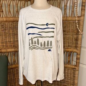 Sonoma Cream Long Sleeve waffle with Blue and Green Design
